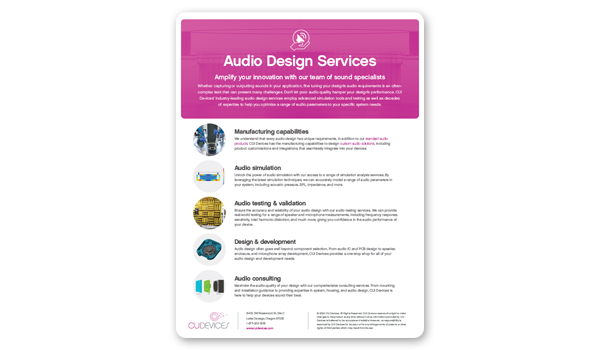 オーディオデザインサービスのパンフレット
